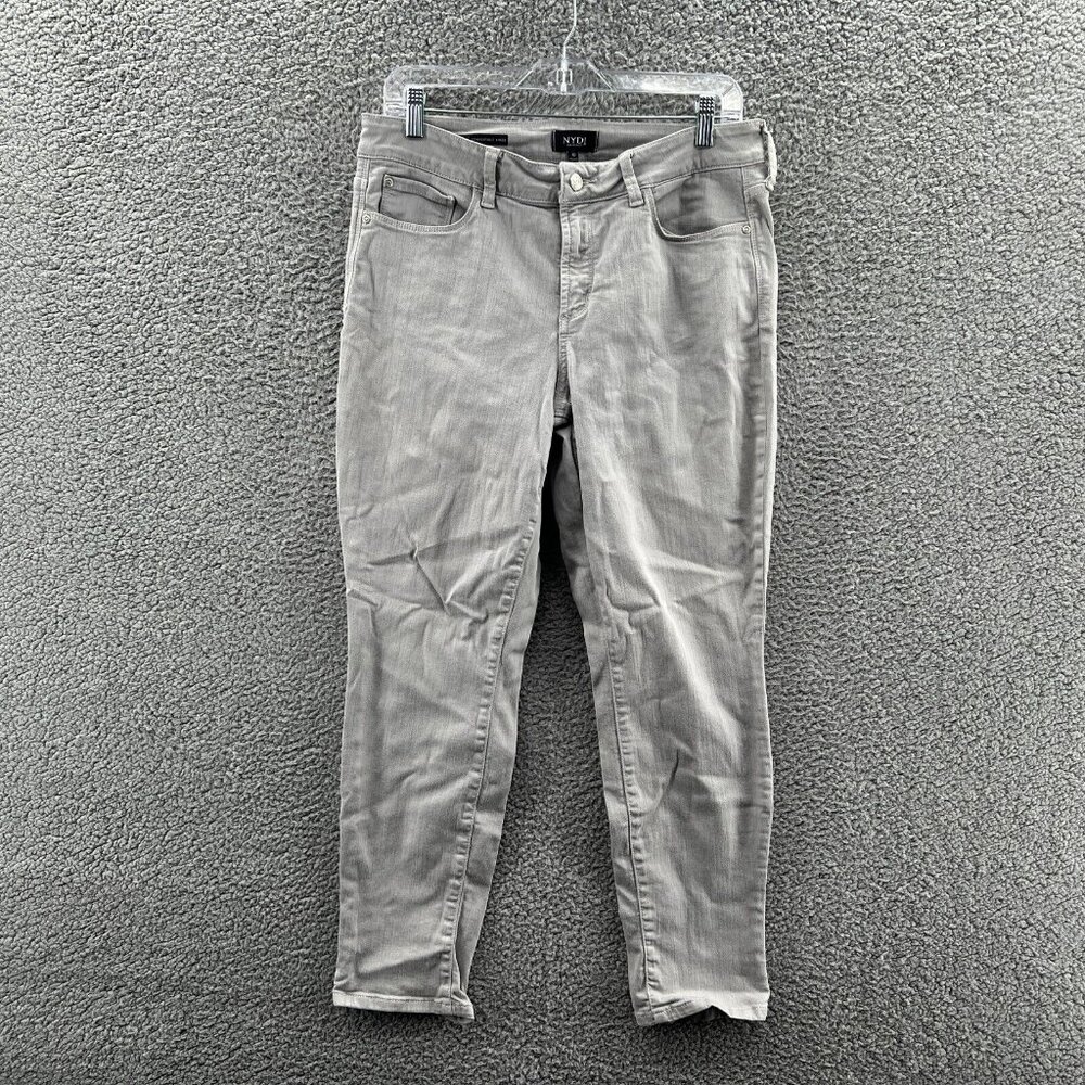 NYDJ Jeans Womens 10 Alina Convertible Ankle Gray Stretch Denim Lift Tuck Techno